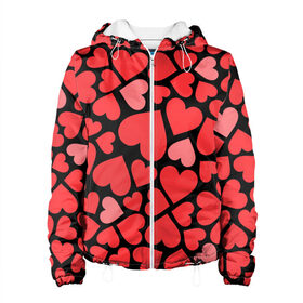 Женская куртка 3D с принтом Сердца в Ухте, ткань верха — 100% полиэстер, подклад — флис | прямой крой, подол и капюшон оформлены резинкой с фиксаторами, два кармана без застежек по бокам, один большой потайной карман на груди. Карман на груди застегивается на липучку | i love you | love | любовь | сердечки | сердца | чувства | я тебя люблю