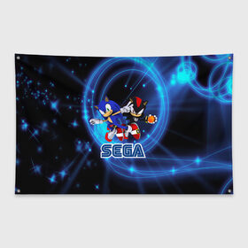 Флаг-баннер с принтом Sonic SEGA в Ухте, 100% полиэстер | размер 67 х 109 см, плотность ткани — 95 г/м2; по краям флага есть четыре люверса для крепления | hedgehog | metal sonic | silver | silver the hedgehog | sonic | sonic boom | sonic the hedgehog | ёж сонник | игры | соник | фильмы