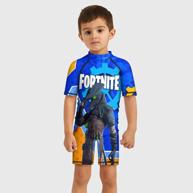 Детский купальный костюм 3D с принтом FORTNITE в Ухте, Полиэстер 85%, Спандекс 15% | застежка на молнии на спине | epic games | fortnite | game | gamer | игры | фортнайт