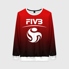 Женский свитшот 3D с принтом FIVB ВОЛЕЙБОЛ в Ухте, 100% полиэстер с мягким внутренним слоем | круглый вырез горловины, мягкая резинка на манжетах и поясе, свободная посадка по фигуре | fivb | voleybal | volleyball | волебол | волейбол | волейбола | волейболист | волейболистка | воллейбол | международная | федерация | фивб