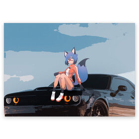 Поздравительная открытка с принтом Мичиру Кагэмори в Ухте, 100% бумага | плотность бумаги 280 г/м2, матовая, на обратной стороне линовка и место для марки
 | bna | енот | зверь | митиру | мичиру | мичиру кагэмори | совершенно новый зверь