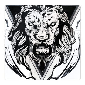 Магнитный плакат 3Х3 с принтом lion,лев в Ухте, Полимерный материал с магнитным слоем | 9 деталей размером 9*9 см | lion | артхаус | черное на белом