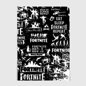 Постер с принтом Fortnite. в Ухте, 100% бумага
 | бумага, плотность 150 мг. Матовая, но за счет высокого коэффициента гладкости имеет небольшой блеск и дает на свету блики, но в отличии от глянцевой бумаги не покрыта лаком | 2 глава | 2 сезон | fortnite | fortnite 2 | game | боевой пропуск | боевой пропуск 2 сезона 2 главы фортнайт | игра | фортнайт | экшен
