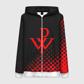 Женская толстовка 3D на молнии с принтом Powerwolf в Ухте, 100% полиэстер | длина до линии бедра, манжеты и пояс оформлены мягкой тканевой резинкой, двухслойный капюшон со шнурком для регулировки, спереди молния, по бокам два кармана | blessed  possessed | channel | heavy metal | metal | napalm | napalm records | power metal | powerwolf | powerwolf (musical group) | records | sabaton | the sacrament of sin