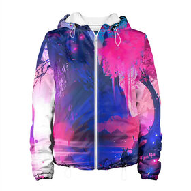 Женская куртка 3D с принтом Неоновые Краски в Ухте, ткань верха — 100% полиэстер, подклад — флис | прямой крой, подол и капюшон оформлены резинкой с фиксаторами, два кармана без застежек по бокам, один большой потайной карман на груди. Карман на груди застегивается на липучку | неон | неоновые краски | рисунок | фентези