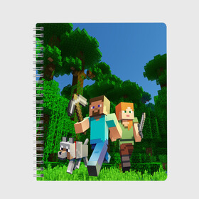 Тетрадь с принтом minecraft в Ухте, 100% бумага | 48 листов, плотность листов — 60 г/м2, плотность картонной обложки — 250 г/м2. Листы скреплены сбоку удобной пружинной спиралью. Уголки страниц и обложки скругленные. Цвет линий — светло-серый
 | minecraft | в майн | в майнкрафт | видео майнкрафт | игры | компот | компот в майнкрафт | майн | майнкрафт | майнкрафт но | нуб | нуб и про | нубик | троллинг | троллинг ловушка
