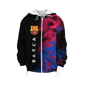 Детская куртка 3D с принтом BARCELONA / БАРСЕЛОНА в Ухте, 100% полиэстер | застежка — молния, подол и капюшон оформлены резинкой с фиксаторами, по бокам — два кармана без застежек, один потайной карман на груди, плотность верхнего слоя — 90 г/м2; плотность флисового подклада — 260 г/м2 | Тематика изображения на принте: barca | barcelona | barsa | barselona | fcb | logo | messi | барса | барселона | знак | клуб | лого | логотип | логотипы | месси | символ | символы | футбол | футбольная | футбольный