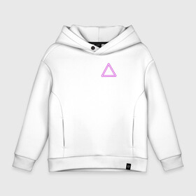 Детское худи Oversize хлопок с принтом Неоновый треугольник в Ухте, френч-терри — 70% хлопок, 30% полиэстер. Мягкий теплый начес внутри —100% хлопок | боковые карманы, эластичные манжеты и нижняя кромка, капюшон на магнитной кнопке | Тематика изображения на принте: neon | triangel | неон | неоновый треугольник | треугольник