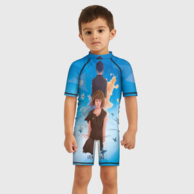 Детский купальный костюм 3D с принтом Life is Strange в Ухте, Полиэстер 85%, Спандекс 15% | застежка на молнии на спине | art | арт | графика | игры | макс | хлоя