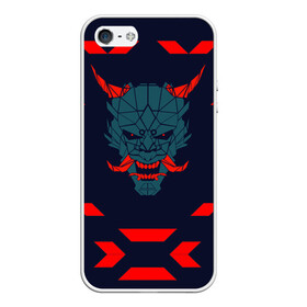 Чехол для iPhone 5/5S матовый с принтом демон они в Ухте, Силикон | Область печати: задняя сторона чехла, без боковых панелей | демон | киберпанк | маска | они | самурай | хання | япония