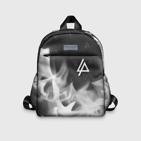 Детский рюкзак 3D с принтом LINKIN PARK   ЛИНКИН ПАРК в Ухте, 100% полиэстер | лямки с регулируемой длиной, сверху петелька, чтобы рюкзак можно было повесить на вешалку. Основное отделение закрывается на молнию, как и внешний карман. Внутри дополнительный карман. По бокам два дополнительных кармашка | linkin | linkinpark | logo | lp | music | park | rock | линкин | линкинпарк | лого | логотип | логотипы | лп | музыка | парк | рок | символ