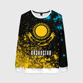 Женский свитшот 3D КАЗАХСТАН / KAZAKHSTAN: в Ухте, 100% полиэстер с мягким внутренним слоем | круглый вырез горловины, мягкая резинка на манжетах и поясе, свободная посадка по фигуре | flag | kazakhstan | qazaqstan | герб | захах | казахстан | кахахи | лого | нур султан | республика | символ | страна | флаг