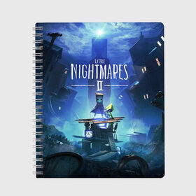 Тетрадь с принтом Little Nightmares 2 в Ухте, 100% бумага | 48 листов, плотность листов — 60 г/м2, плотность картонной обложки — 250 г/м2. Листы скреплены сбоку удобной пружинной спиралью. Уголки страниц и обложки скругленные. Цвет линий — светло-серый
 | bandai | game | indie | little | namco | nightmares | игра | инди | квест | маленькие | моно | платформер | хоррор | шестая