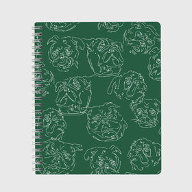 Тетрадь с принтом Мопсик в Ухте, 100% бумага | 48 листов, плотность листов — 60 г/м2, плотность картонной обложки — 250 г/м2. Листы скреплены сбоку удобной пружинной спиралью. Уголки страниц и обложки скругленные. Цвет линий — светло-серый
 | лицо собаки | мопс | мопсик | собака | собачка