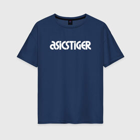 Женская футболка хлопок Oversize с принтом ASICSTIGER в Ухте, 100% хлопок | свободный крой, круглый ворот, спущенный рукав, длина до линии бедер
 | acics | asics | asicstiger | tiger | voleybal | volleyball | асикс | волебол | волейбол | волейболист | волейболистка | воллейбол | тигр