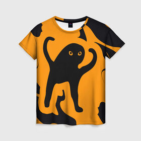 Женская футболка 3D с принтом Кот- мем в Ухте, 100% полиэфир ( синтетическое хлопкоподобное полотно) | прямой крой, круглый вырез горловины, длина до линии бедер | cat | mem | memes | интернет приколы | кот | мем | мем кот | прикольные картинки | ъуъ | ъуъ съука