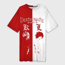Платье-футболка 3D с принтом Эл против Лайта в Ухте,  |  | anime | death note | kira | manga | ryuk | аниме | герой | детектив | детнот | детх нот | детхнот | дэсу ното | иероглиф | кандзи | кира | манга | миса | риюк | рьюзаки | рюзаки | рюк | синигами | тетрадка | эл | э