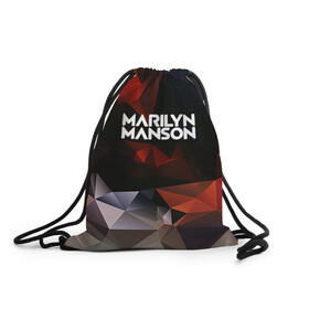 Рюкзак-мешок 3D с принтом MARILYN MANSON в Ухте, 100% полиэстер | плотность ткани — 200 г/м2, размер — 35 х 45 см; лямки — толстые шнурки, застежка на шнуровке, без карманов и подкладки | Тематика изображения на принте: geometry | him | korn | nightwish | rock | zombie | великий | геометрические | гитара | готика | готические | логотипы рок групп | металл | металлика | металлист | музыка | музыкальные | мэрилин мэнсон | рок группа