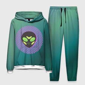 Мужской костюм 3D (с толстовкой) с принтом Инопланетяша на зеленом фоне в Ухте,  |  | Тематика изображения на принте: градиент | зеленый | инопланетянин | круг | лицо | наука | нло | подарок | полоски | пришелец | улыбка | фантастика | фиолетовый