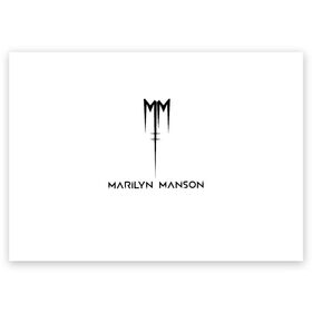 Поздравительная открытка с принтом Marilyn Manson в Ухте, 100% бумага | плотность бумаги 280 г/м2, матовая, на обратной стороне линовка и место для марки
 | Тематика изображения на принте: manson | marilyn | marilyn manson | мэнсон | мэрилин | мэрилин мэнсон