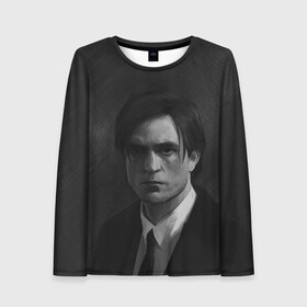 Женский лонгслив 3D с принтом Роберт Паттинсон в Ухте, 100% полиэстер | длинные рукава, круглый вырез горловины, полуприлегающий силуэт | batman | robert pattinson | the batman | twilight | бетмен | бэтмен | роберт паттинсон | сумерки