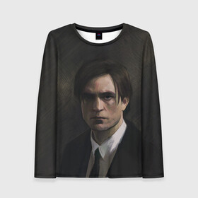 Женский лонгслив 3D с принтом Роберт Паттинсон в Ухте, 100% полиэстер | длинные рукава, круглый вырез горловины, полуприлегающий силуэт | batman | robert pattinson | the batman | twilight | бетмен | бэтмен | роберт паттинсон | сумерки