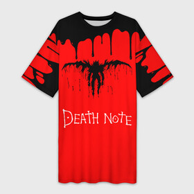 Платье-футболка 3D Синигами красный фон: в Ухте,  |  | anime | death note | kira | manga | ryuk | аниме | герой | детектив | детнот | детх нот | детхнот | дэсу ното | иероглиф | кандзи | кира | манга | миса | риюк | рьюзаки | рюзаки | рюк | синигами | тетрадка | эл | э