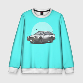 Детский свитшот 3D с принтом Хачироку АЕ86 в Ухте, 100% полиэстер | свободная посадка, прямой крой, мягкая тканевая резинка на рукавах и понизу свитшота | initial d | levin | trueno | дрифт | такуми | тюнинг | хачироку