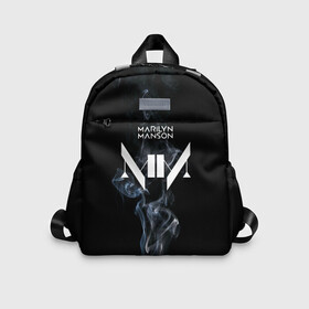 Детский рюкзак 3D с принтом TRDMrnMsn, Marilyn Manson в Ухте, 100% полиэстер | лямки с регулируемой длиной, сверху петелька, чтобы рюкзак можно было повесить на вешалку. Основное отделение закрывается на молнию, как и внешний карман. Внутри дополнительный карман. По бокам два дополнительных кармашка | art | logo | manson | marilyn | rock | usa | великий | лого | логотип | мэнсон | мэрилин | рок | ужасный