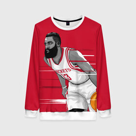 Женский свитшот 3D с принтом James Harden Houston Rockets в Ухте, 100% полиэстер с мягким внутренним слоем | круглый вырез горловины, мягкая резинка на манжетах и поясе, свободная посадка по фигуре | 