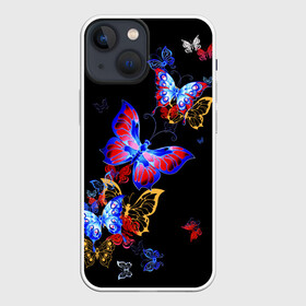 Чехол для iPhone 13 mini с принтом Поцелуй бабочек в Ухте,  |  | angel | butterfly | fairy | neon | night | wings | ангел | бабочка | бабочки | девушке | животные | красочные | крылья | летающие | магия | махаон | мотыльки | насекомые | неоновые | ночные | ночь | подарок | природа