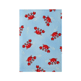 Обложка для паспорта матовая кожа с принтом Раки в Ухте, натуральная матовая кожа | размер 19,3 х 13,7 см; прозрачные пластиковые крепления | Тематика изображения на принте: арт | белый | красные раки | красный | красный рак | море | морская пена | пена | рак | раки | рисунок | синий