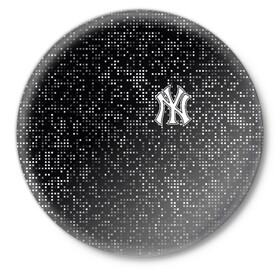 Значок с принтом New York Yankees в Ухте,  металл | круглая форма, металлическая застежка в виде булавки | Тематика изображения на принте: baseball | fashion | game | glitch | new york | sport | бейсбол | игра | мода | нью йорк | спорт