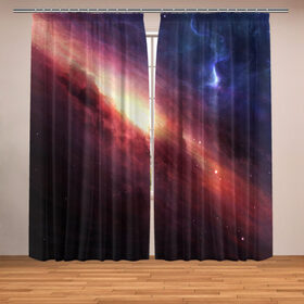 Фотошторы с принтом Космос в Ухте, Блэкаут (светозащита 90%) / Габардин (светозащита 40% | 2 полотна шириной по 145 см; Высота 200-300 см; Крепление: шторная лента (на крючки); | вселенная | звезда | космос | солнце | туманность