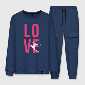 Мужской костюм хлопок с принтом Love в Ухте, 100% хлопок | на свитшоте круглая горловина, мягкая резинка по низу. Брюки заужены к низу, на них два вида карманов: два “обычных” по бокам и два объемных, с клапанами, расположенные ниже линии бедра. Брюки с мягкой трикотажной резинкой на поясе и по низу штанин. В поясе для дополнительного комфорта — широкие завязки | gymnastics | rhythmic gymnastics | гимнастика | спорт | художественная гимнастика