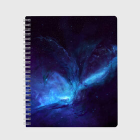 Тетрадь с принтом Космос в Ухте, 100% бумага | 48 листов, плотность листов — 60 г/м2, плотность картонной обложки — 250 г/м2. Листы скреплены сбоку удобной пружинной спиралью. Уголки страниц и обложки скругленные. Цвет линий — светло-серый
 | голубые пятна