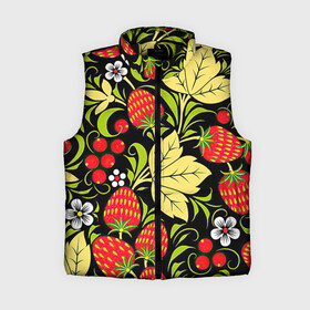 Женский жилет утепленный 3D с принтом Хохлома в Ухте,  |  | арт | белый | вектор | желтый | зеленый | земляника | золотой | клубника | клюква | красный | народный рисунок | рисунок | хохлома | цветок | цветы | чёрный | ягода | ягоды