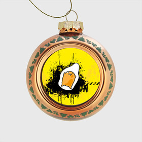 Стеклянный ёлочный шар с принтом Gudetama в Ухте, Стекло | Диаметр: 80 мм | Тематика изображения на принте: gudetama | аниме | веселое яйцо | гудетама | стекающее яйцо | яйцо