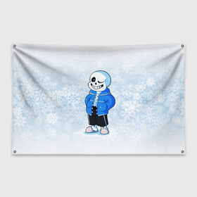 Флаг-баннер с принтом UNDERTALE в Ухте, 100% полиэстер | размер 67 х 109 см, плотность ткани — 95 г/м2; по краям флага есть четыре люверса для крепления | sans | undertale | андертале | андертейл | зима | игра | новый год | подземная история | подземная сказка | санс | снег | снежинки | ундертале