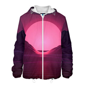 Мужская куртка 3D Фиолетовый закат: в Ухте, ткань верха — 100% полиэстер, подклад — флис | прямой крой, подол и капюшон оформлены резинкой с фиксаторами, два кармана без застежек по бокам, один большой потайной карман на груди. Карман на груди застегивается на липучку | кибер закат