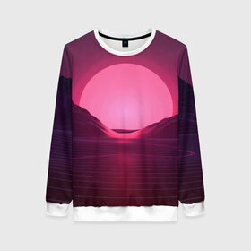 Женский свитшот 3D Фиолетовый закат: в Ухте, 100% полиэстер с мягким внутренним слоем | круглый вырез горловины, мягкая резинка на манжетах и поясе, свободная посадка по фигуре | кибер закат