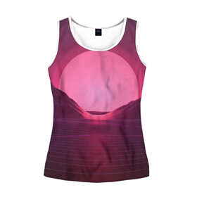 Женская майка 3D Фиолетовый закат: в Ухте, 100% полиэстер | круглая горловина, прямой силуэт, длина до линии бедра | кибер закат