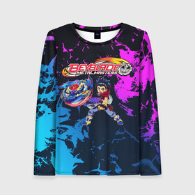 Женский лонгслив 3D Бейблэйд неон: в Ухте, 100% полиэстер | длинные рукава, круглый вырез горловины, полуприлегающий силуэт | bakuten shoot | beyblade | beyblade burst | burst | бейблейд | киномия | такао | такао киномия