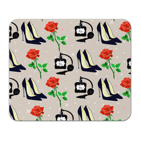 Коврик для мышки прямоугольный с принтом Фешн-принт в Ухте, натуральный каучук | размер 230 х 185 мм; запечатка лицевой стороны | Тематика изображения на принте: гламур | духи | женское | мода | роза | туфли