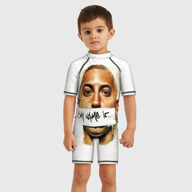 Детский купальный костюм 3D с принтом EMINEM в Ухте, Полиэстер 85%, Спандекс 15% | застежка на молнии на спине | eminem | rap | актёр | американский рэпер | композитор | маршалл | продюсер | рэп | рэпер | эминем