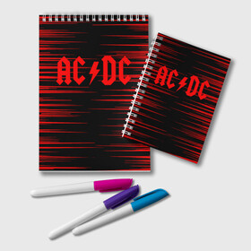 Блокнот с принтом AC DC в Ухте, 100% бумага | 48 листов, плотность листов — 60 г/м2, плотность картонной обложки — 250 г/м2. Листы скреплены удобной пружинной спиралью. Цвет линий — светло-серый
 | ac dc | music | rock | австралийская рок группа | ас дс | асдс | блюз рок | музыка | переменный ток постоянный ток | рок | рок н ролл | хард рок | эй си ди си