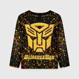 Детский лонгслив 3D с принтом Bumblebee. в Ухте, 100% полиэстер | длинные рукава, круглый вырез горловины, полуприлегающий силуэт
 | автобот разведчик | автоботы | бамблби | боевик | кино | кино трансформеры | персонаж вселенной трансформеров | приключения | трансформеры | фантастика | фильмы