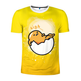 Мужская футболка 3D спортивная с принтом Gudetama в Ухте, 100% полиэстер с улучшенными характеристиками | приталенный силуэт, круглая горловина, широкие плечи, сужается к линии бедра | gudetama | анимешное яйцо | гудетама | желток | стекающее яйцо | яичница