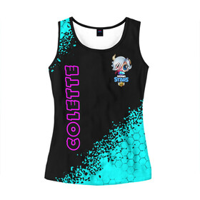 Женская майка 3D с принтом BRAWL STARS COLETTE / КОЛЕТТ в Ухте, 100% полиэстер | круглая горловина, прямой силуэт, длина до линии бедра | brawl | colete | colette | collete | logo | stars | бравл | бравла | браво | игра | игры | колетт | колетта | коллет | коллета | лого | логотип | символ | старс | старса