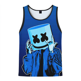 Мужская майка 3D с принтом MARSHMELLO в Ухте, 100% полиэстер | круглая горловина, приталенный силуэт, длина до линии бедра. Пройма и горловина окантованы тонкой бейкой | fortnite | marshmallo | marshmallow | marshmello | marshmellow | маршмелло | маршмеллоу | фортнайт | фортнайт розы